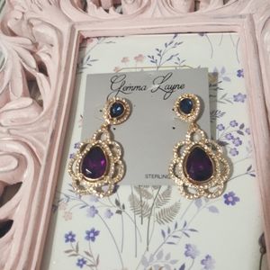Rhinestone Colored Gem Earrings
